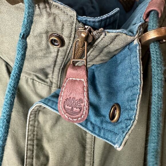 Timberland Weathergear Men's Vintage 1994 Green Canvas Leather Trim Jacket Sz L - Picture 8 of 16